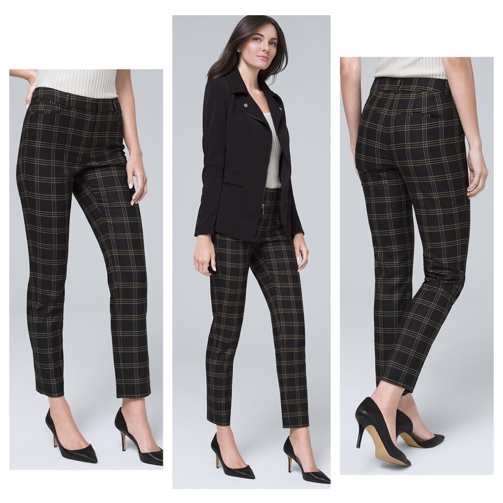 WHBM Comfort Stretch Plaid Slim Ankle Pants